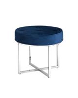 Банкетка САПФИР велюр синий сталь серебро. Фото №1