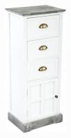 Комод с тремя ящиками и дверцей цвет каркаса Белый / Серый состаренный
