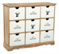 Комод с девятью ящиками цвет каркаса Натуральный / Белый с принтом