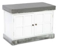 Скамья с двумя дверцами Белый / Серый состаренный. Фото №1