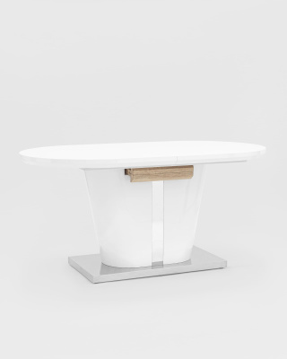 Стол обеденный Мулен раскладной 160-220*90 глянцевый белый. Фото