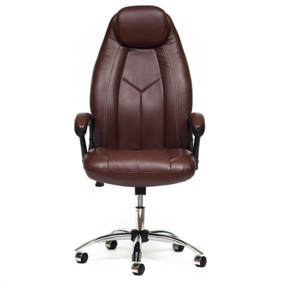 Компьютерное кресло BOSS (хром) кож/зам, коричневый/коричневый перфорированный, 2 TONE/2 TONE /06. Фото
