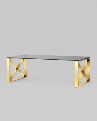 Журнальный стол 120*60 КРОСС золото стекло smoke фото Журнальный стол 120*60 КРОСС золото стекло smoke. Фото №3
