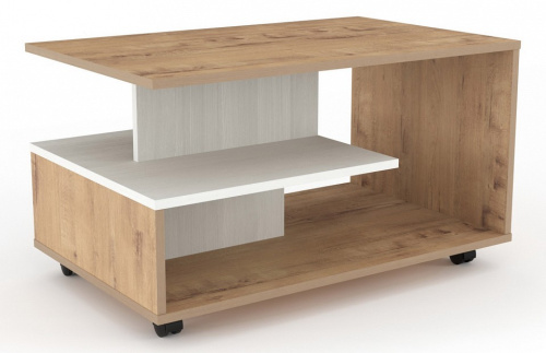 Стол журнальный Bora-Bora НМ 011.41 Белый текстурный/Дуб Бунратти фото Стол журнальный Bora-Bora НМ 011.41 Белый текстурный/Дуб Бунратти. Фото №1