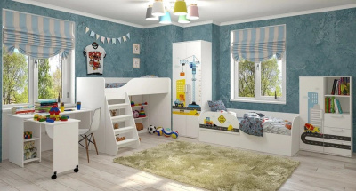 Кровать-чердак Трио,белый. Фото