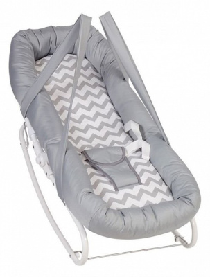 Шезлонг детский Polini kids Зигзаг, серый. Фото