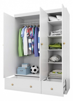 Шкаф платяной Polini kids Fun 1360, белый. Фото