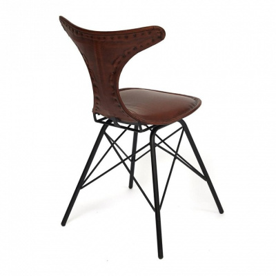 Стул Secret De Maison HORN ( mod. M-19852)  металл/кожа буйвола, 49х56х81см, коричневый  (поставляется по 2 шт). Фото