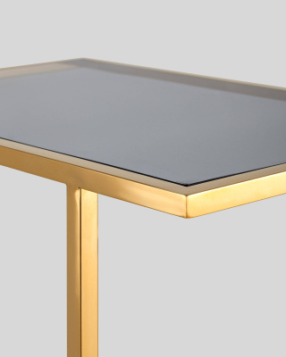 Журнальный столик 50*32 БОСТОН стекло smoke сталь золото фото Журнальный столик 50*32 БОСТОН стекло smoke сталь золото. Фото №4