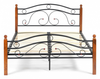 Кровать AT-803 Wood slat base дерево гевея/металл, 140*200 см (Double bed), красный дуб/черный. Фото №2