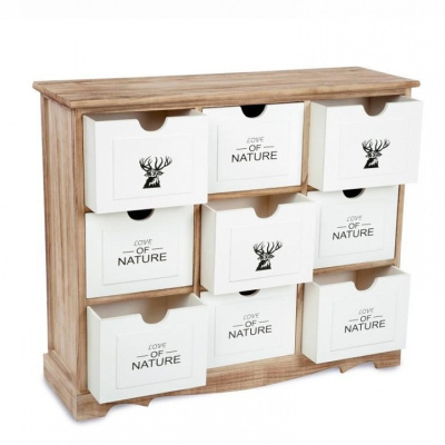 Комод с девятью ящиками цвет каркаса Натуральный / Белый с принтом. Фото