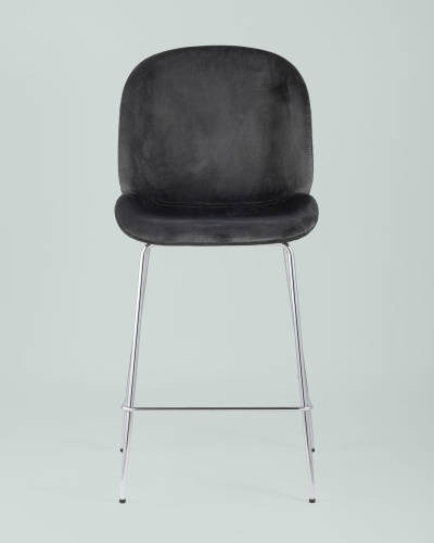 Стул полубарный Beetle со спинкой серый хромированные ножки. Фото №5