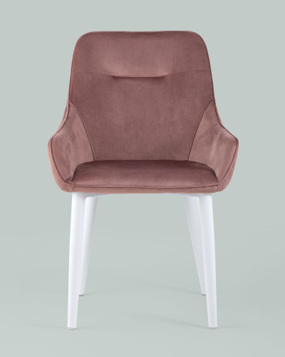 Стул Диана велюр пыльно-розовый ножки белые. Фото №5