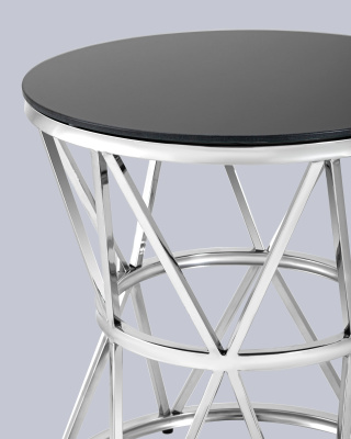 Журнальный стол 50*50 ВИВА серебро стекло черное фото Журнальный стол 50*50 ВИВА серебро стекло черное. Фото №5