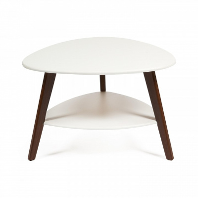 Стол журнальный CAROLL МДФ/дерево, 77*78*50 см, Белый (ножки орех). Фото