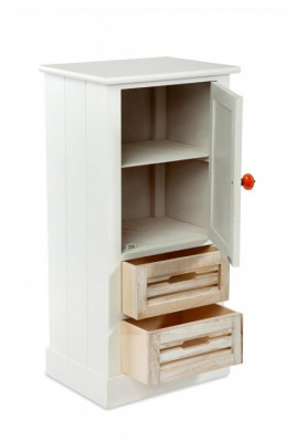 Комод с двумя ящиками и дверцей Белый / Натуральный. Фото