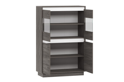 Virginia НМ 011.83 Шкаф для посуды Белый Скандинавский/Ясень Анкор темный (KR). Фото