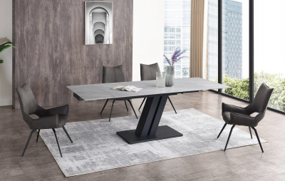 Стол DT9115CL (160-240) серая керамика/черный. Фото