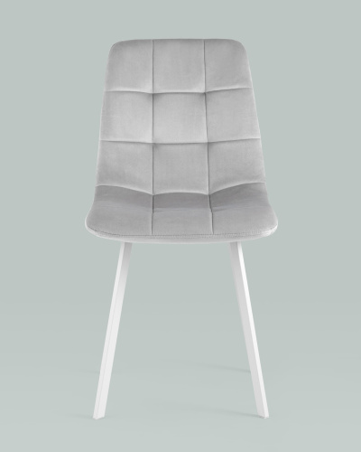 Стул Chilly велюр серебристый ножки белые. Фото №5