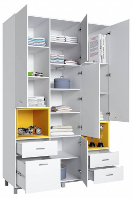 Шкаф комбинированный Polini Kids Mirum, белый. Фото