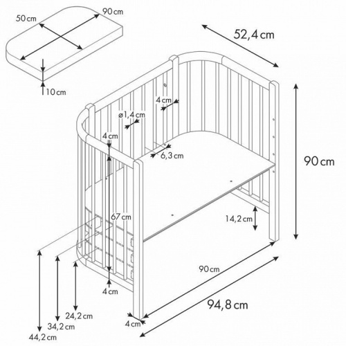 Кроватка Polini kids Simple 105, белый. Фото №9